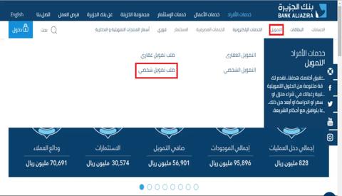 التمويل الشخصي بنك الجزيرة
